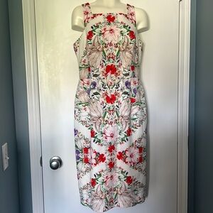 Maggy London White Floral Poppy Print Dress